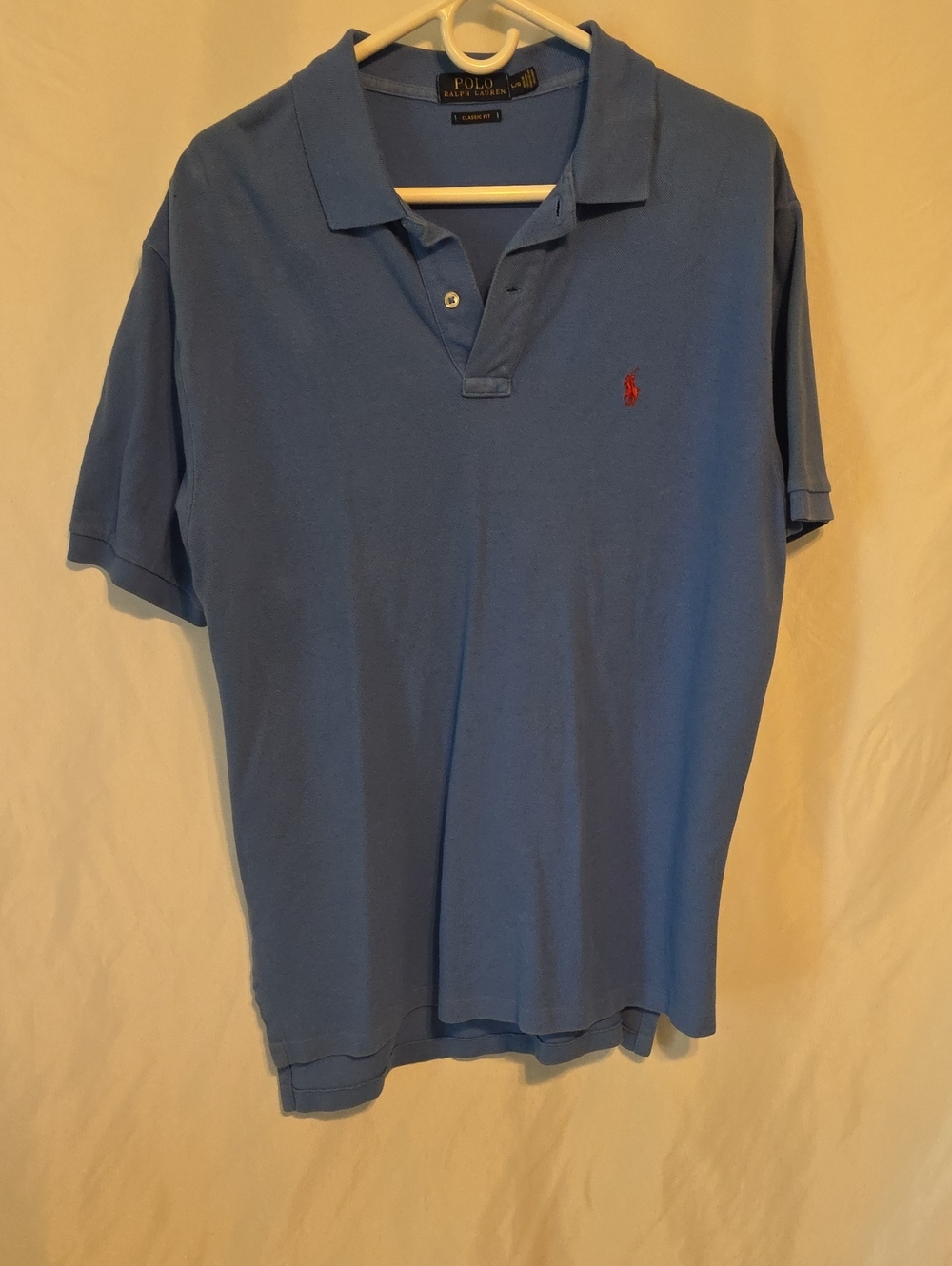 Polo Ralph Lauren Men's Large Blue Pique Mesh Short Sleeve Polo Shirt
